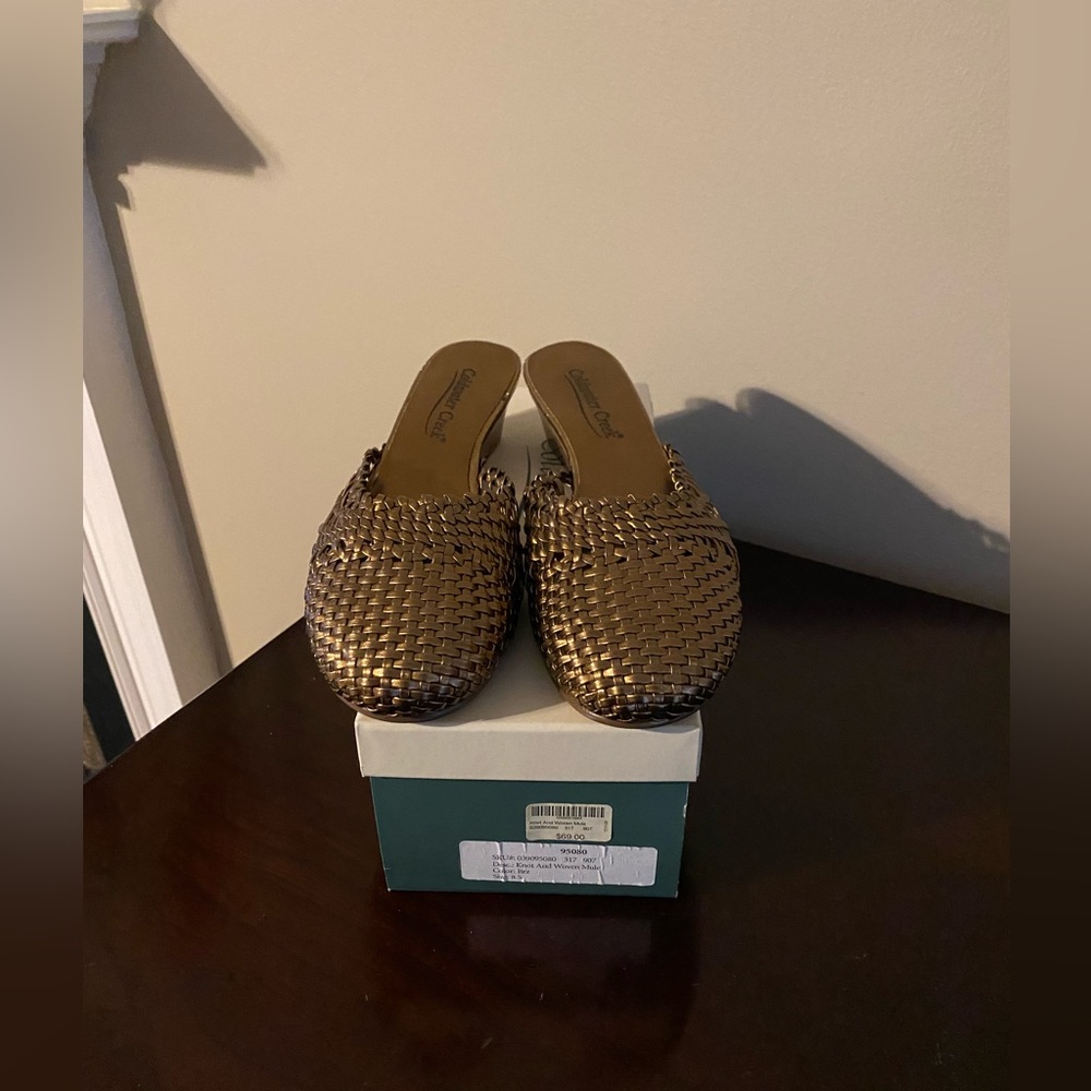 Coldwater Creek BRONZE Woven Mules